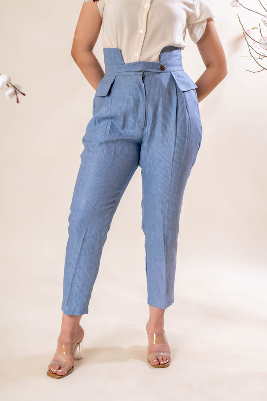 Women's High Waist Organic Sapphire Trouser