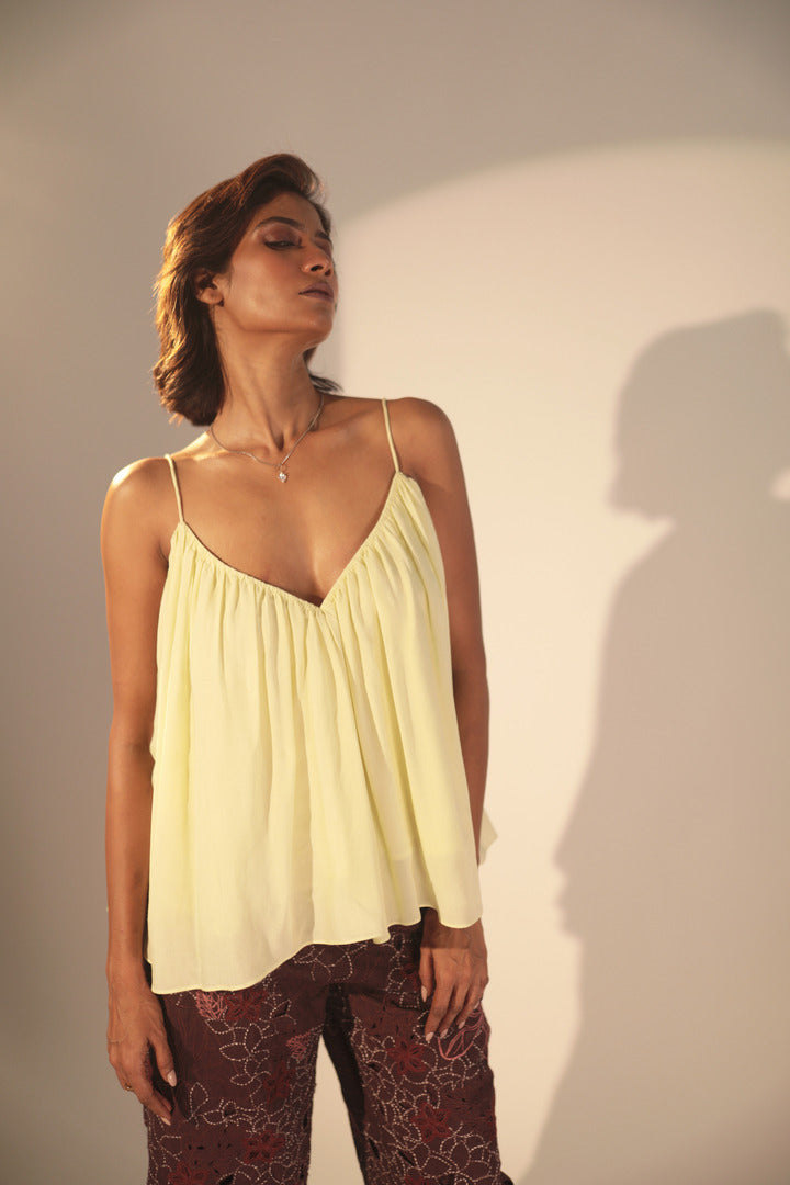 ORA Organics India | Seeker Designer Rose Fiber Luxury Spaghetti Strap Top | Light Green