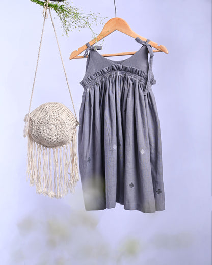 Handspun Handwoven Card  Organic Cotton Dress for Girls | Sustainable Baby Organic Clothing | Dyed with Herbal Extracts | 100% Organic Cotton Kids Clothing  | ORA Organic India
