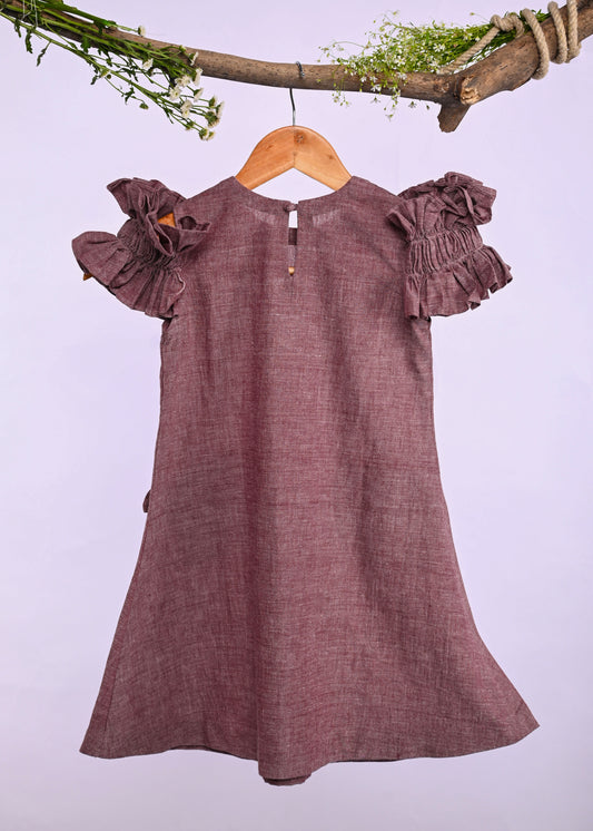 Handspun Handwoven Dress Organic Cotton for Girls | Sustainable Baby Organic Clothing | Dyed with Herbal Extracts | 100% Organic Cotton Kids Clothing  | ORA Organic India