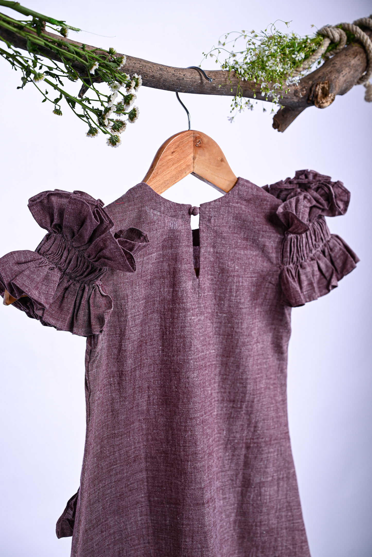 Handspun Handwoven Dress Organic Cotton for Girls | Sustainable Baby Organic Clothing | Dyed with Herbal Extracts | 100% Organic Cotton Kids Clothing  | ORA Organic India