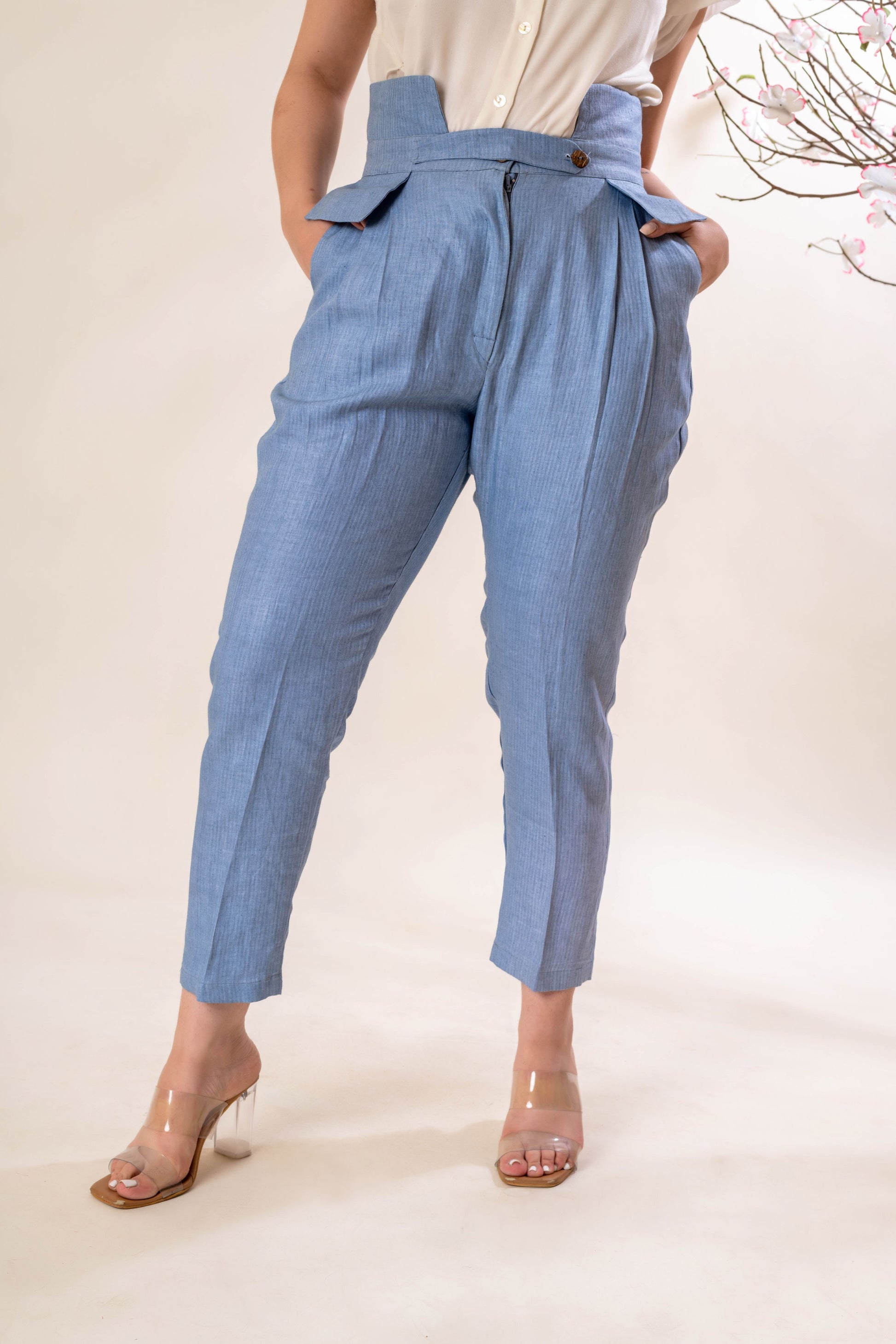 Women's High Waist Organic Sapphire Trouser