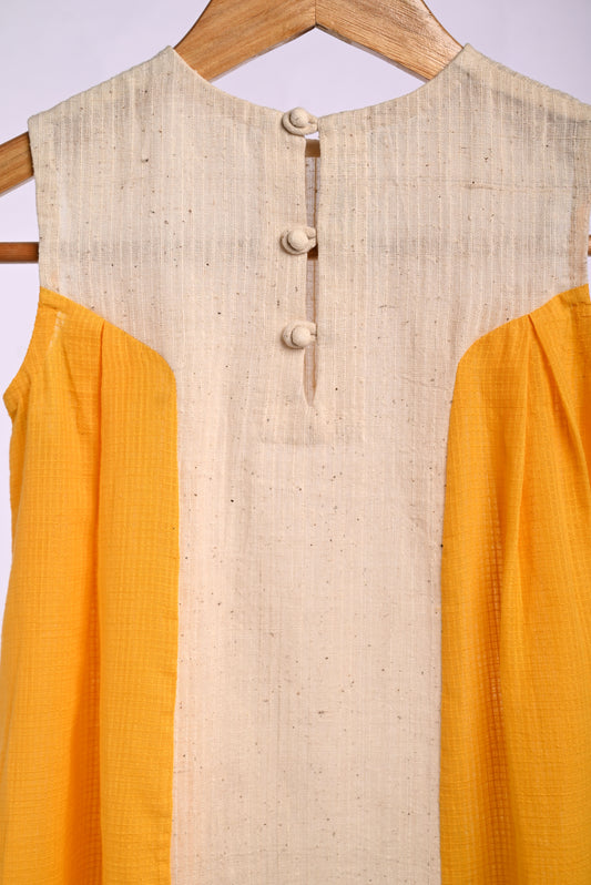 Handspun Handwoven Mango Dress Blocks  Organic Cotton Dress for Girls | Sustainable Baby Organic Clothing | Dyed with Herbal Extracts | 100% Organic Cotton Kids Clothing  | ORA Organic India