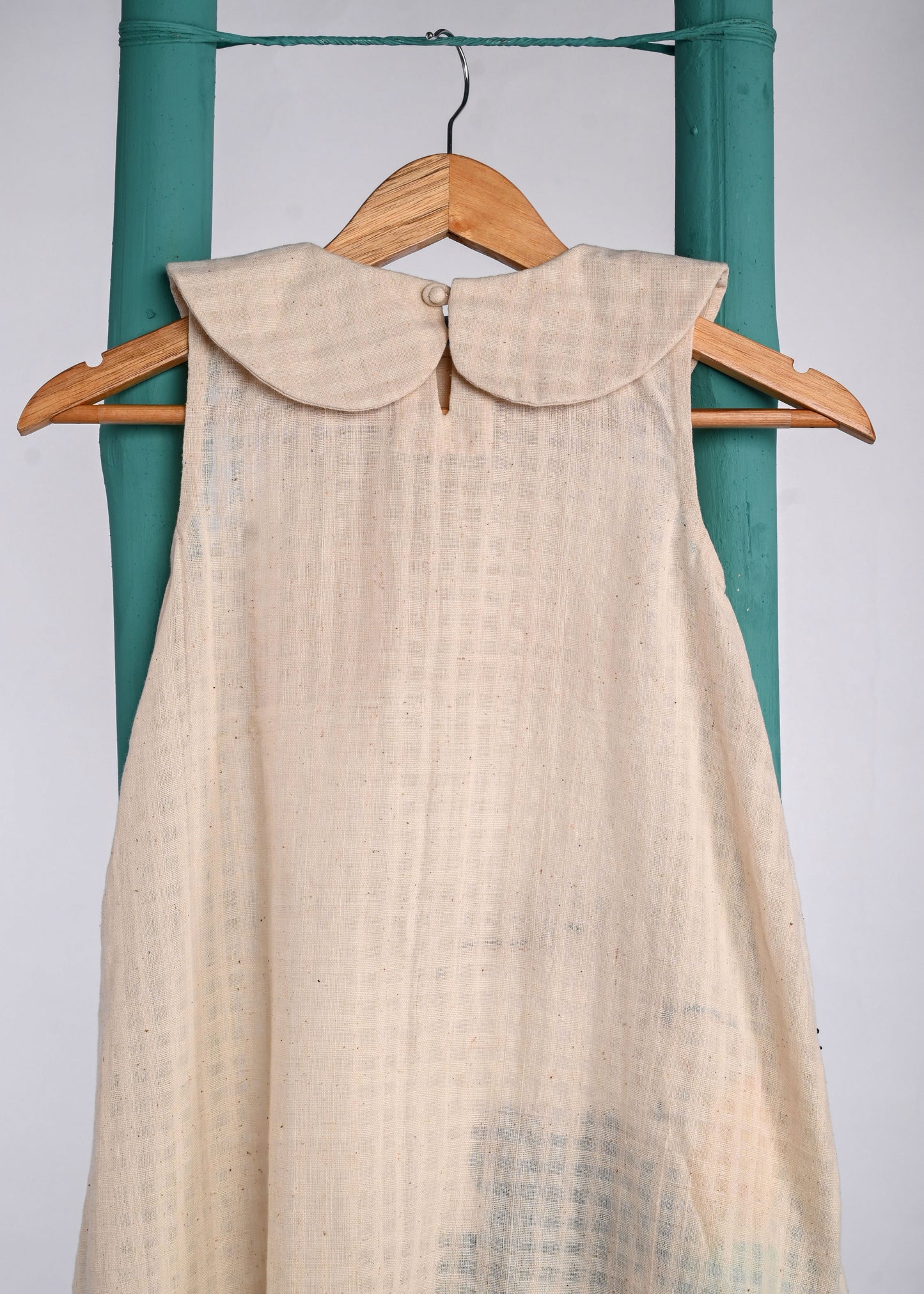 Handspun Handwoven Off white Wildflower  Organic Cotton Dress for Girls | Sustainable Baby Organic Clothing | Dyed with Herbal Extracts | 100% Organic Cotton Kids Clothing  | ORA Organic India