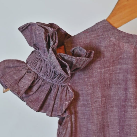 Handspun Handwoven Dress Organic Cotton for Girls | Sustainable Baby Organic Clothing | Dyed with Herbal Extracts | 100% Organic Cotton Kids Clothing  | ORA Organic India