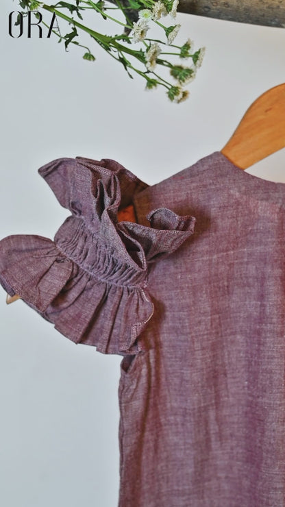 Handspun Handwoven Dress Organic Cotton for Girls | Sustainable Baby Organic Clothing | Dyed with Herbal Extracts | 100% Organic Cotton Kids Clothing  | ORA Organic India