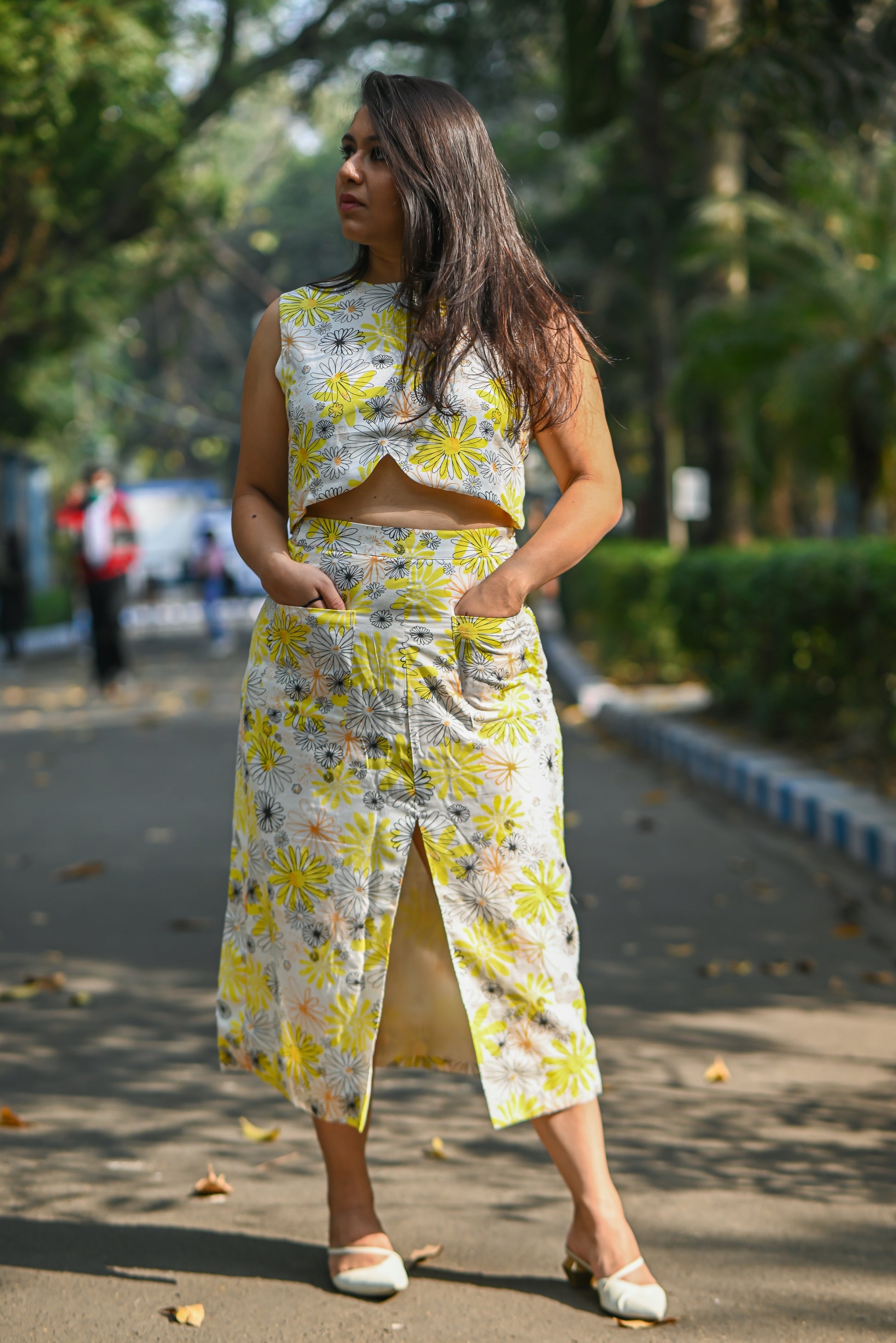 Yellow, Orange, and Black Floral Co-Ord Set