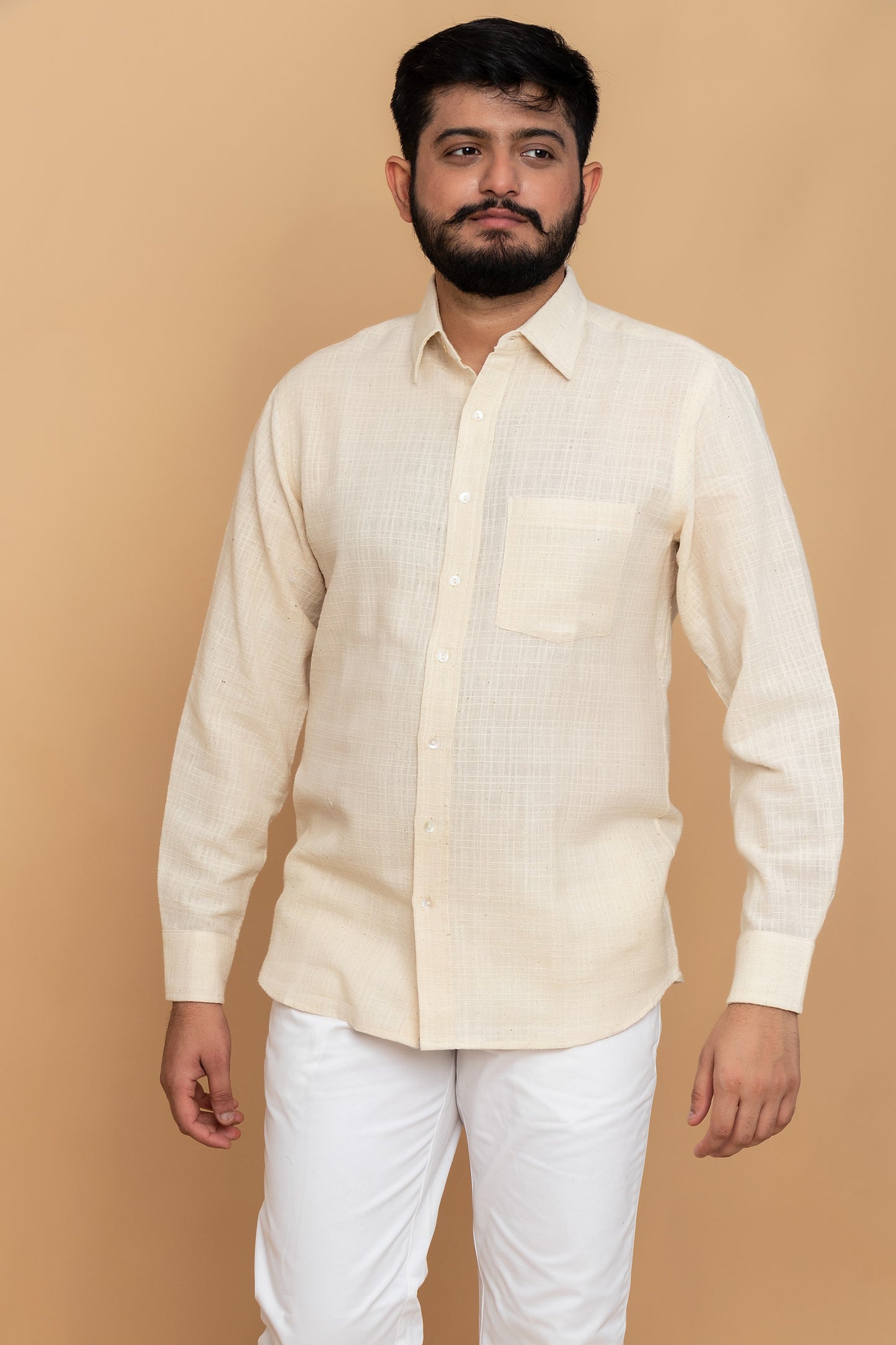 Men Organic Cotton Shirts | Men's Sustainable Fashion | Men Eco Friendly Clothing | Plant Based Cotton Men Shirts | ORA Organics India | Men's Organic Cotton Shirts | Men's organic clothing | Mens Organic Fashion Brand |  Sustainable Clothing For Men | off-white organic cotton men's shirt