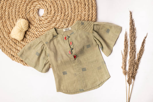 Handspun Handwoven Organic Cotton Dress for Babies | Sustainable Baby Organic Clothing | Dyed with Herbal Extracts | 100% Organic Cotton Kids Clothing  | ORA Organic India